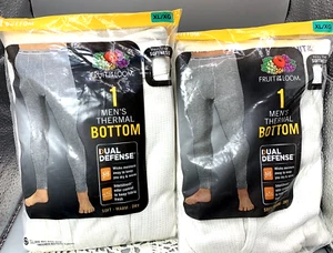 2  NEW Men's Fruit of the Loom Thermal BOTTOMS PANTS Long Underwear Natural XL - Picture 1 of 2