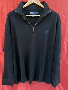 Polo Ralph Lauren 1/4 Zip Pullover Sweater Jumper XL Black w/ Blue Pony - Picture 1 of 8