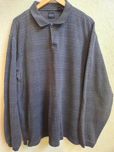 Arrow Strickshirt Herren Large Tall grau Fensterscheibe Streifen Langarm gerippter Kragen - Bild 1 von 13
