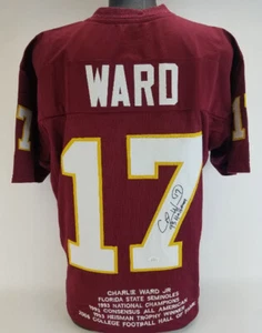 Charlie Ward Autographed Signed Florida State Seminoles Custom Stat Jersey (JSA) - Picture 1 of 7
