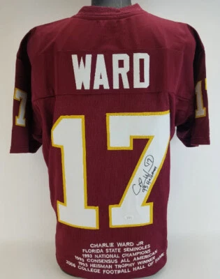 Charlie Ward Autographed Signed Florida State Seminoles Custom Stat Jersey (JSA) - Image 1 of 4