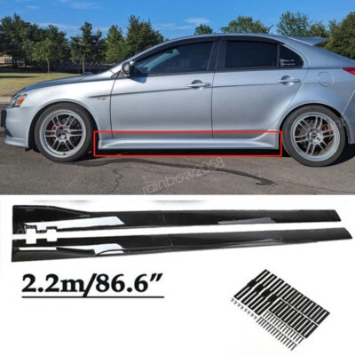 For Mitsubishi Lancer Mirage Gloss 86.6" Side Skirts Rocker Panel Splitter Lips Foto 1 de 4