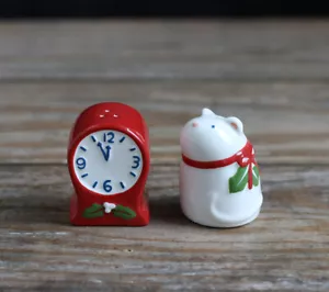 Set Shaker Sale e Pepe Natale Orologio Topo Tag Vassoio a Livelli Decorazione - Foto 1 di 5