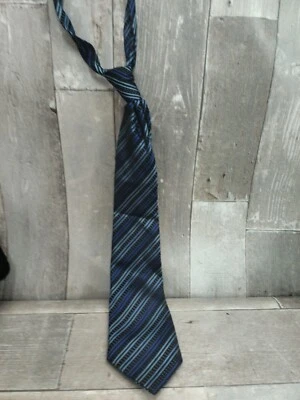 George Martin Black Blue Multicolor Tie, Diagonal Stripe, Formal Casual Neck - Image 1 of 3