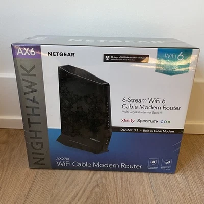 NETGEAR Nighthawk Wifi Cable Modem Router Cable Gateway DOCSIS 3.1 AX2700 New  - Image 1 of 4