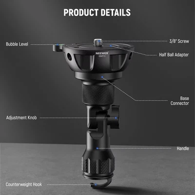 75mm Half Bowl Base Leveling Adapter，with 180° Foldable Handle for Tripod Fluid  - Image 1 of 4