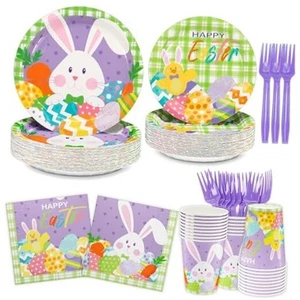 Easter Party Supplies, Bunny Colorful Eggs Disposable Tableware Set Kids - Picture 1 of 7