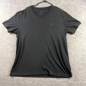Camiseta grande negra para hombre Nautica manga corta cuello en V logotipo ligero - Imagen 1 de 9