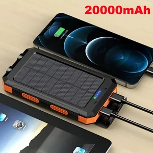 Cargador de teléfono solar portátil banco de energía 20000 mAh 2 USB LED batería de respaldo viaje - Imagen 1 de 12