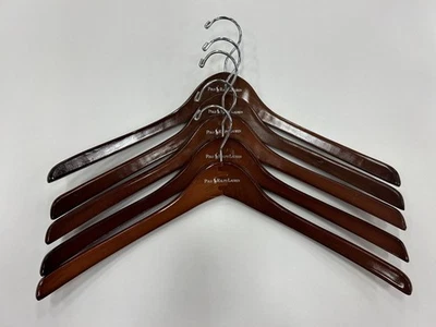 Polo Ralph Lauren Madera Lacada Curvas 18 pulgadas Perchas -- (Lote de 5) -- Foto 1 de 4