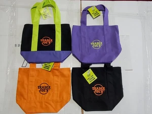 Trader Joe’s Trick-or-Treat Mini Canvas Tote Bags Halloween Limited Ed Set Of 4 - Picture 1 of 4