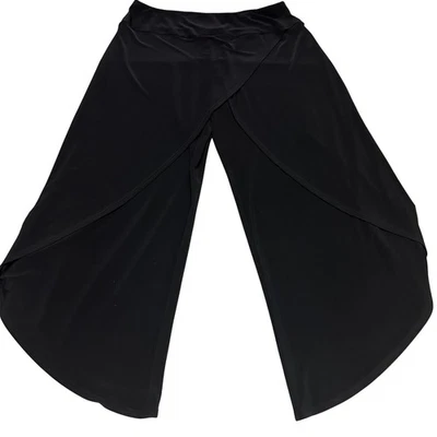 Pantalones Palazzo Joseph Ribkoff Negro Superpuesto Pierna Ancha Mujer Talla 16 Pull On Cóctel Foto 1 de 4