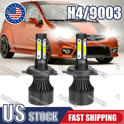 LED Headlight Bulbs H4 9003 for Honda Fit 2007-2020 High/Low Beam White 6000K A+ - Image 1 of 4
