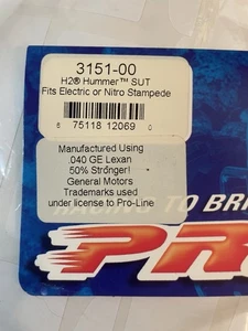 New PRO LINE 1/10 H2 Hummer SUT RC Lexan Body 3151-00 Fits Traxxas Stampede NOS - Picture 1 of 5