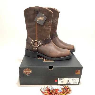 NUEVAS Botas de Motocicleta Harley Para Hombres Talla 13 Hustin West 11 Pulgadas Marrón D93866-13 Foto 1 de 4