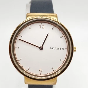 Skagen Ancher Watch New Battery Gold Tone 34mm Black Band SKW2608 - Picture 1 of 16