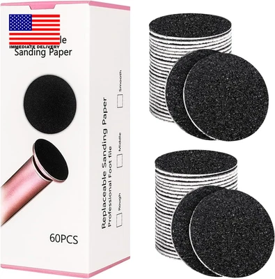 60 Pcs Foot File Replacement Pads Round, 60 Grit Sandpaper Disk for Pedicure Rep - Image 1 of 4