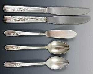 H&T Mfg Co 5 Stück Wiesenblume versilbert 1940 Tsps Messer Buttermesser - Bild 1 von 3