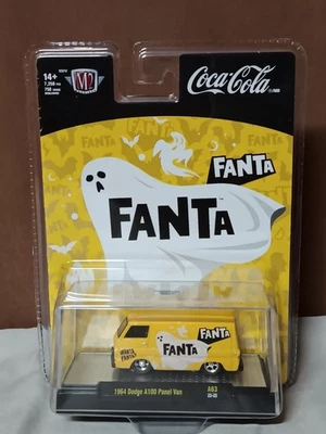2025 Halloween M2 Machines Fanta 1964 Dodge A 100 Panel Van Chase Modelo amarillo Foto 1 de 4