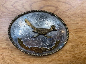 Copper and Silver Tone Roadrunner Belt Buckle - Picture 1 of 4