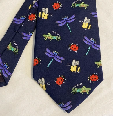 Corbata para hombre Alynn Neckwear “Natures Colorful Insects” 100 % seda azul EE. UU. Foto 1 de 4