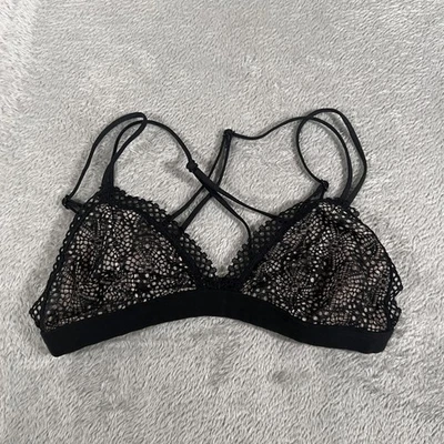 Victoria's Secret Bralette Womens XS Black Lace Strappy Triangle Sheer Mesh - Image 1 of 4