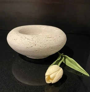 Travertine Bowl 7.25” L x 3.5” H Natural Stone Finish - 4.8 Lbs - Picture 1 of 15