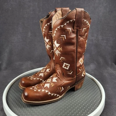 Dingo Mesa Western Boots Womens Size 11 Tan Leather Embroidered Square Toe DI725 - Image 1 of 4