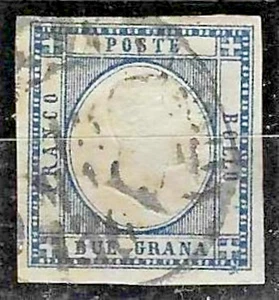 ITALY,   SG 4. TWO GRANA BLUE  on WHITE PAPER  .USED. 1861.   Cat; £70. - Picture 1 of 1