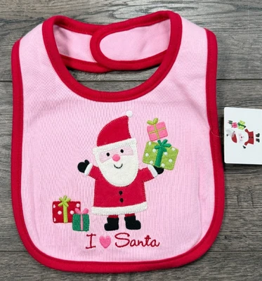 Novo Babador de Natal Vintage Carter's Pink I Love Santa - Imagem 1 de 2