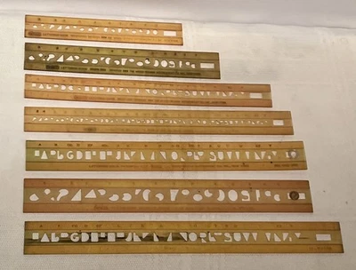 7 Vintage Various Wrico Lettering Guides Templates Scriber Lettering Drafting - Image 1 of 4