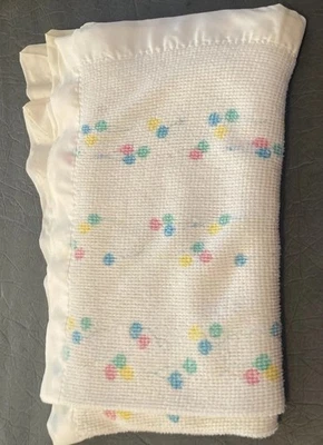 复古婴儿摩根毯华夫饼编织缎面边缘装饰热丙烯酸 38 x 46 — 第 1/4 张图片