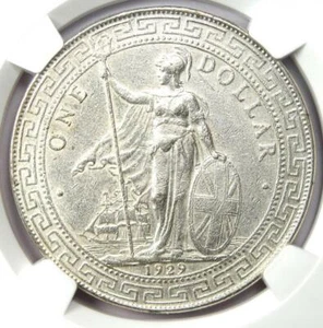 1929-B Great Britain Trade Dollar T$1 Coin - Certified NGC AU Detail - Rare! - Picture 1 of 6