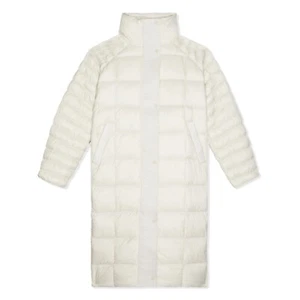 Nike Triple White Long Parka Insulated Oversized Collared Swoosh Coat Women Size - Picture 1 of 7