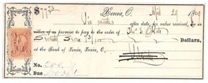R24c auf Schuldschein von 1869, Xenia, Ohio - Bild 1 von 4