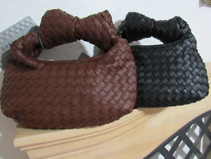 Mini GREYLABEL women clutch purse Woven Obsession Vegan Leather Hobo Knott NWT - Foto 1 di 5