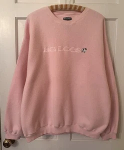 Vtg Big Dogs Pink Fleece Sweatshirt Pullover Embroidered Sweatshirt Sweater L - Picture 1 of 3