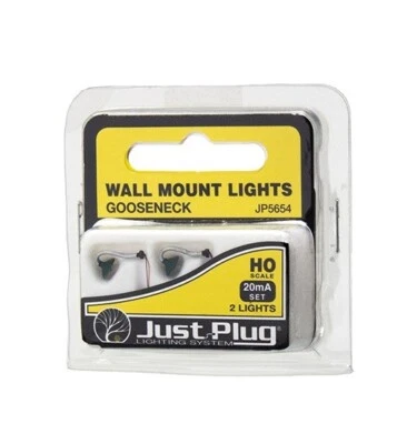 2 (1pack) Woodland Scenics Just Plug Gooseneck Wall Mount Lights HO Scale JP5654 - Image 1 of 2