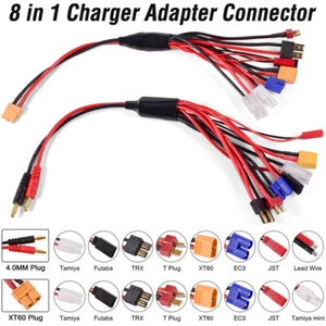 Cargador 8IN1 RC Adaptador Enchufe 4.0mm Banana/XT60 TRX Tamiya JST Futaba T-Dean - Imagen 1 de 13