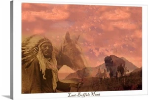 Native Indians Last Buffalo Hunt Stretched Canvas Wrap Print Vintage photo Art - Picture 1 of 1