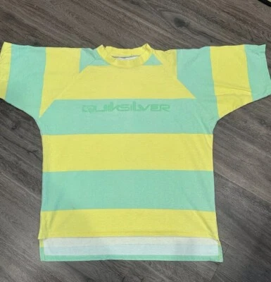 VTG Quicksilver SURF Surfing Wave Striped Skater T-shirt USA Made Mens XL 80’s - Image 1 of 4