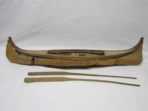 Adirondack Birch Bark Canoe Model Mini Vintage Old Antique Parts or Fix - Picture 1 of 7