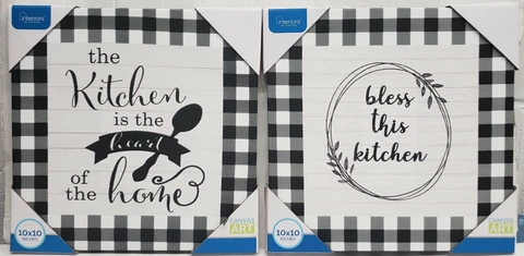 SET OF 2 WALL CANVAS DECOR PICTURES, 10"x10", KITCHEN INSPIRATIONAL MESSAGES,IBD Cover