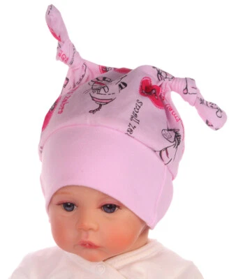 Erstlingsmütze Mütze Babymütze Haube Mützchen Knotenmütze Zipfelmütze in Rosa - Bild 1 von 2