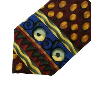 J Garcia Maroon Abstract Circle Stripe 100% Silk Neck Tie A268 - Picture 1 of 6