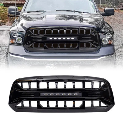 Grelha de grade frontal preta brilhante com luz off-road para 13-18 Dodge RAM 1500 - Imagem 1 de 4