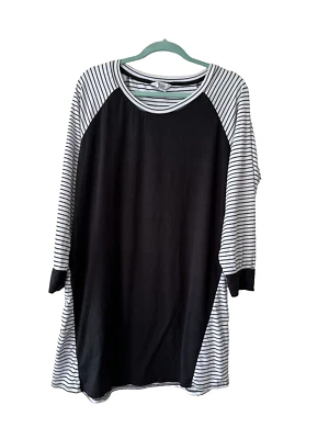 Nicole Miller Casual Dress Long Sleeve Black Off White Knee Length- Size 1X - Image 1 of 4