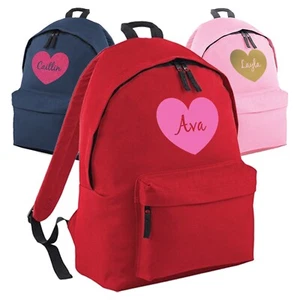 Personalised School Backpack With Custom Name And Heart Design For Childrens - Picture 1 of 12