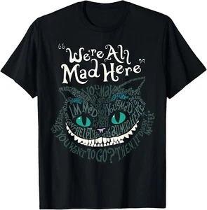 Cheshire Alice Cat We_re All Mad Here Wonderland T-Shirt Gift Unisex T-Shirt - Picture 1 of 3