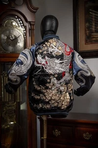 DEAR VANILLA SUKAJAN YOKOSUKA BOMBER EMBROIDERY SOUVENIR JACKET JAPANESE DRAGON - Picture 1 of 10